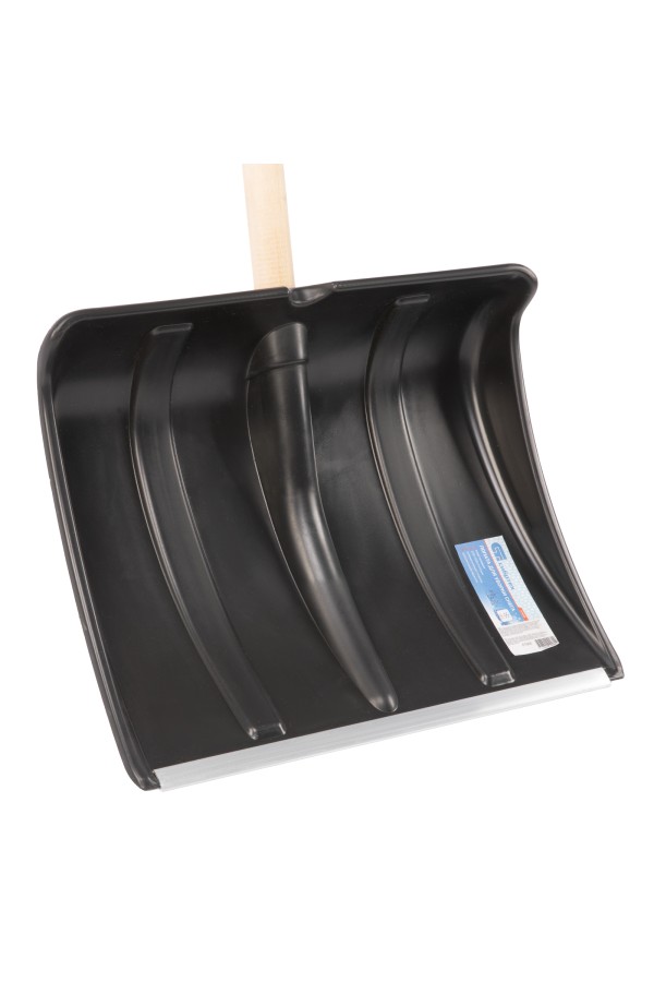 Лопата для уборки снега пластиковая, 470х350х1410 мм, деревянный черенок, Сибртех