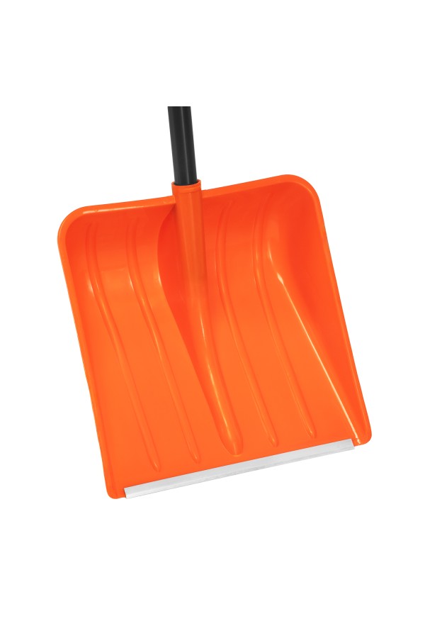 Лопата для уборки снега пластиковая, 400х405х1380 мм, стальной черенок, усиленная Сибртех