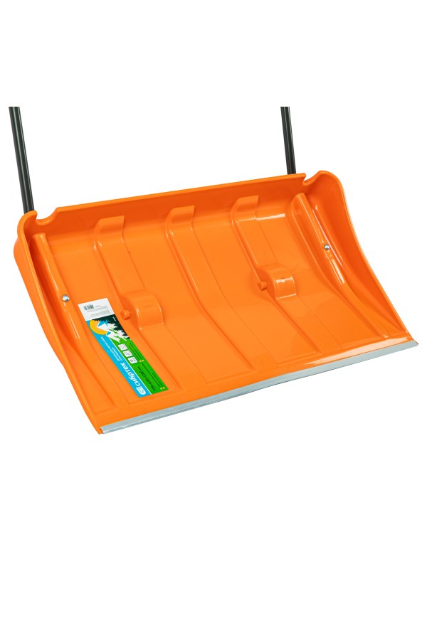 Движок для уборки снега пластиковый, 795х435х1280 мм, стальная рукоятка, усиленный Сибртех