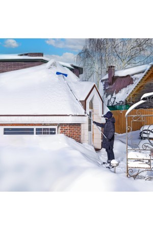 Скребок для уборки снега с крыш 610х140 мм, алюминиевая телескоп. рукоятка, длина 2-6 м// Россия