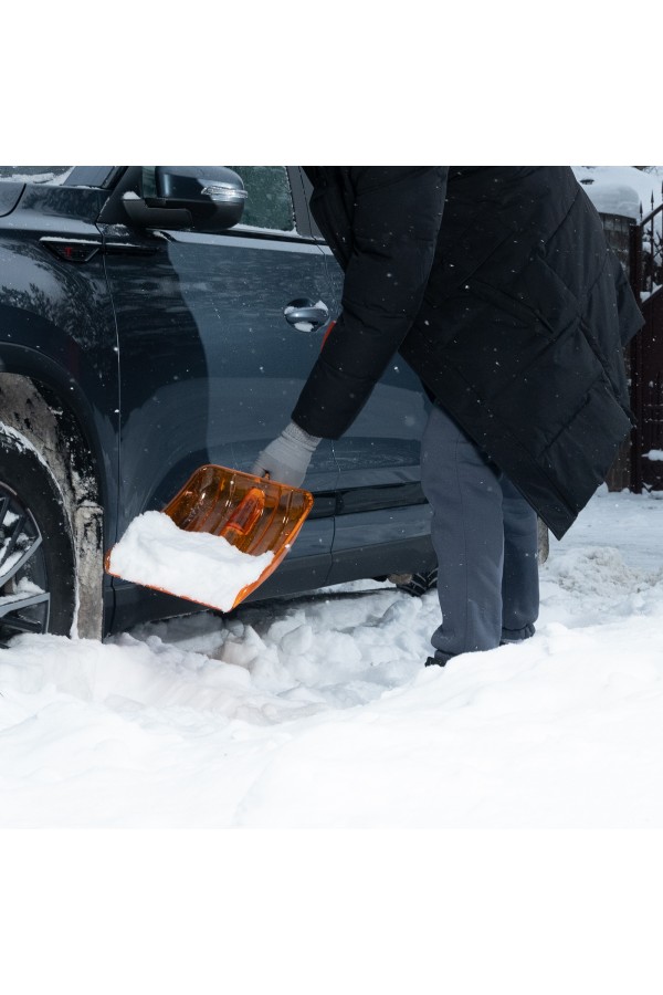 Лопата для уборки снега, поликарбонат, 270х360х840 мм, стальной черенок, усиленная Сибртех