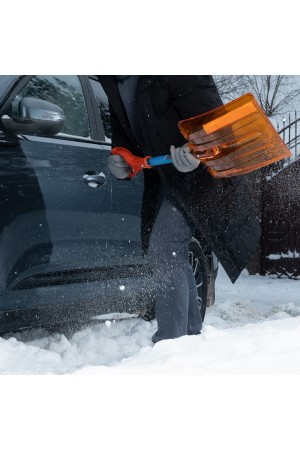 Лопата для уборки снега, поликарбонат, 270х360х840 мм, стальной черенок, усиленная Сибртех