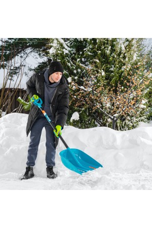Лопата для уборки снега, полипропилен, 365х450х1355 мм, алюминиевый черенок, усиленная, LUXE Palisad
