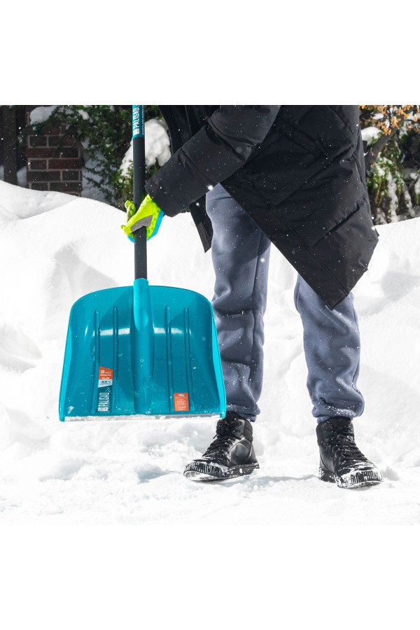 Лопата для уборки снега, полипропилен, 365х450х1355 мм, алюминиевый черенок, усиленная, LUXE Palisad