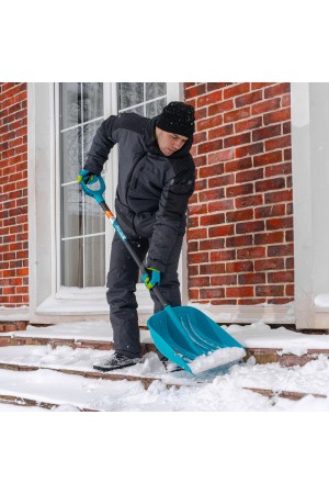 Лопата для уборки снега, полипропилен, 365х450х1355 мм, алюминиевый черенок, усиленная, LUXE Palisad