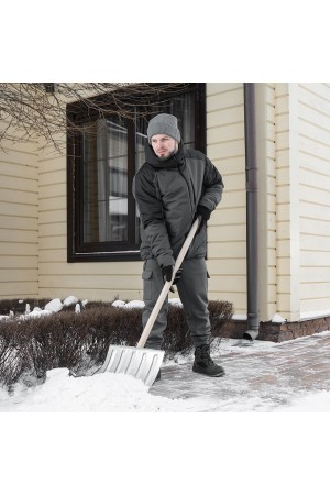Лопата для уборки снега стальная оцинкованная, 420х370х1370 мм, деревянный черенок, Россия Сибртех