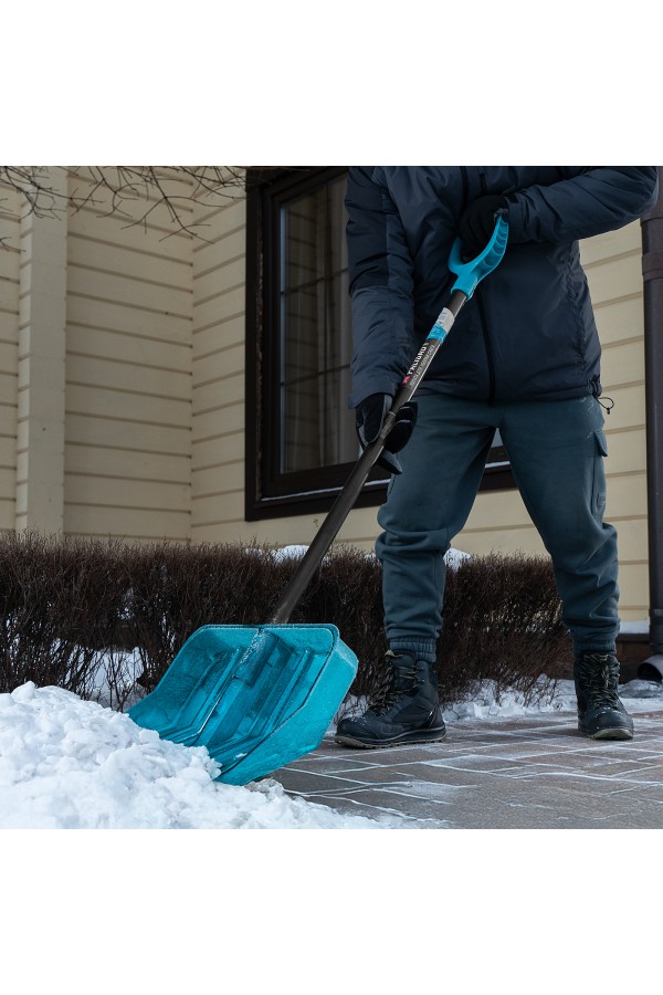 Лопата для уборки снега поликарбонат, 460х400х1400 мм, алюминиевый черенок, LUXE Palisad