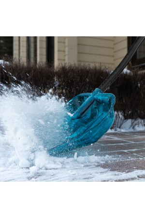 Лопата для уборки снега, поликарбонат, 475х400х1385мм, алюминиевый черенок, ПВХ оплетка, LUXE Palisad