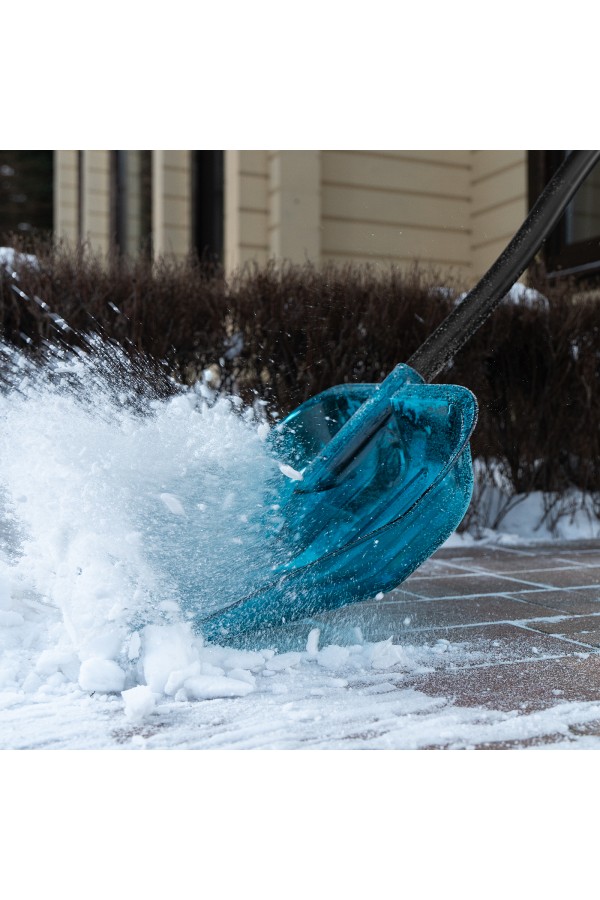 Лопата для уборки снега, поликарбонат, 475х400х1385мм, алюминиевый черенок, ПВХ оплетка, LUXE Palisad