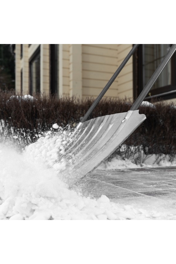 Движок для уборки снега оцинкованный, 735x385x1120 мм, стальная рукоятка, Сибртех