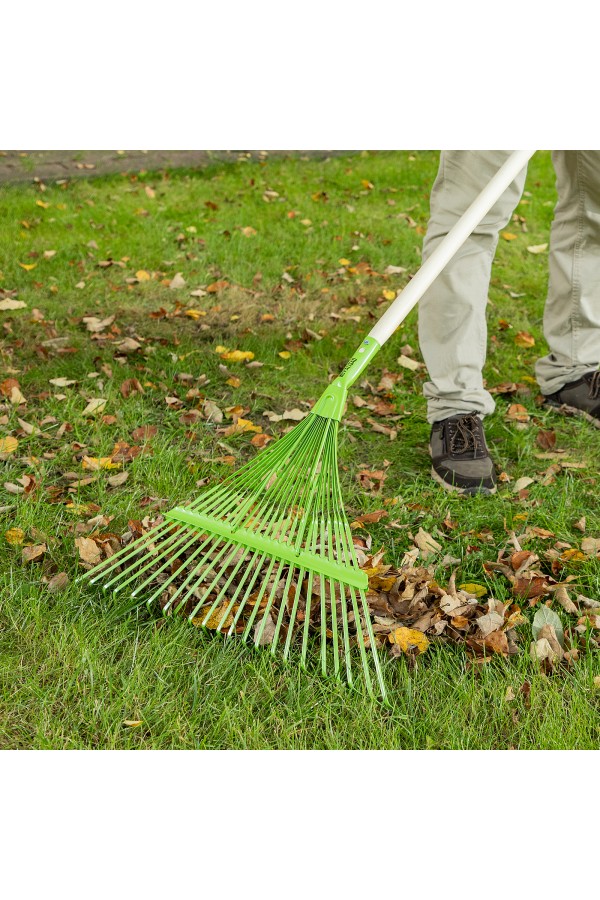 Грабли веерные стальные, 565 мм, 22 плоских зуба, эмалированные, усиленные, без черенка, Palisad