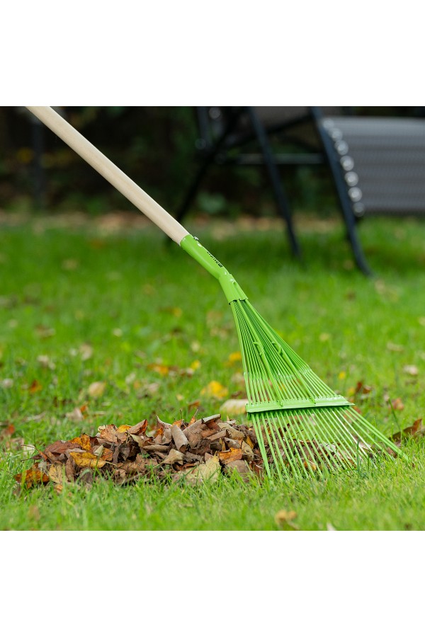 Грабли веерные стальные, 565 мм, 22 плоских зуба, эмалированные, усиленные, без черенка, Palisad