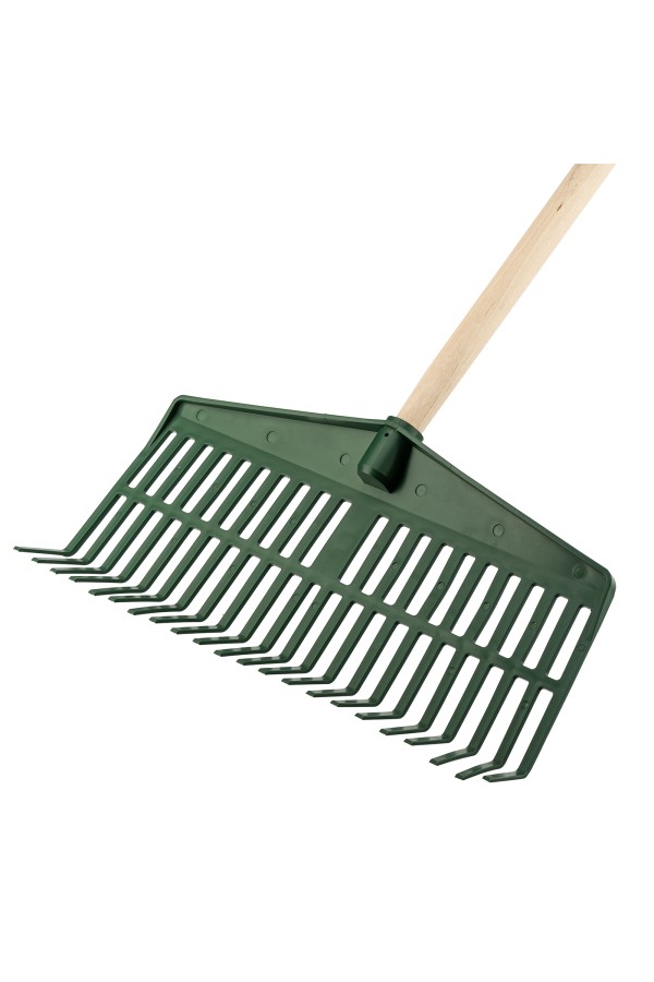 Грабли веерные пластиковые, 420 мм, 22 плоских зуба, в комплекте с черенком