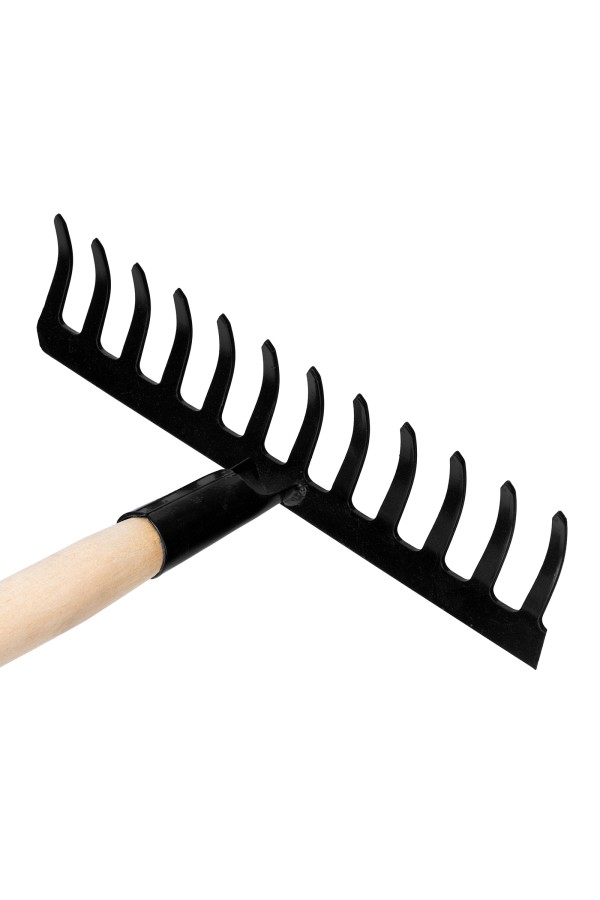 Грабли стальные, 300х1300 мм, 12 прямых зубьев, деревянный черенок, Сибртех