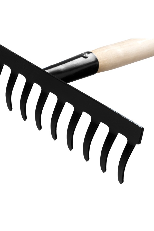 Грабли стальные, 300х1300 мм, 12 прямых зубьев, деревянный черенок, Сибртех