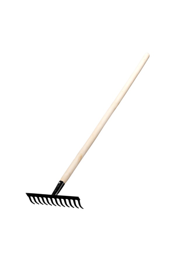 Грабли стальные, 300х1300 мм, 12 прямых зубьев, деревянный черенок, Сибртех