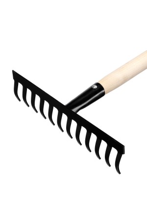 Грабли стальные, 300х1300 мм, 12 прямых зубьев, деревянный черенок, Россия, Сибртех