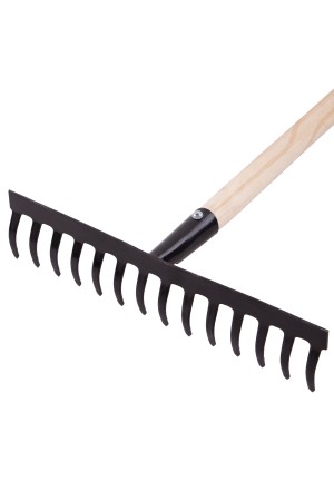 Грабли стальные, 360х1300 мм, 14 прямых зубьев, деревянный черенок, Россия, Сибртех