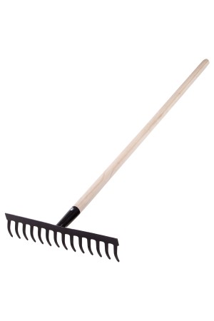 Грабли стальные, 360х1300 мм, 14 прямых зубьев, деревянный черенок, Россия, Сибртех