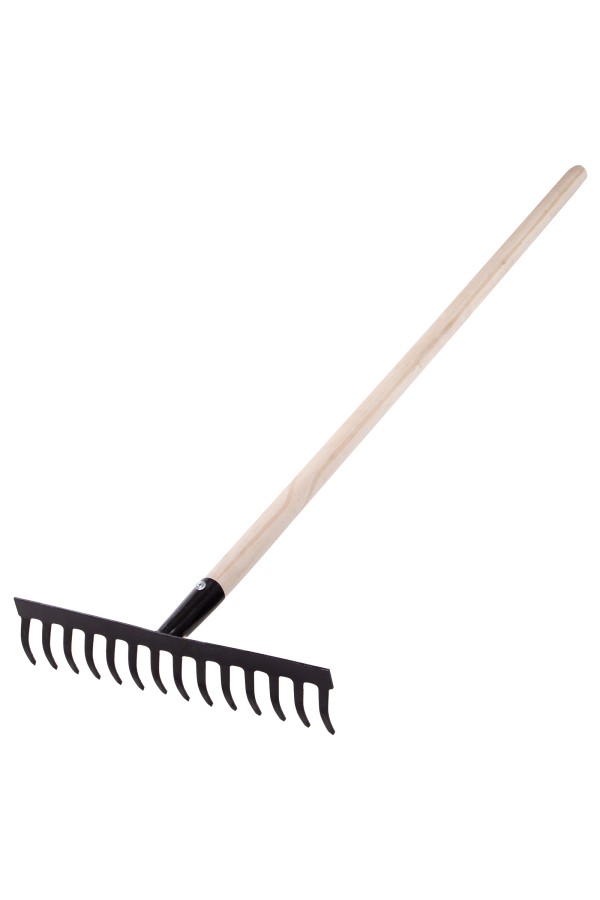 Грабли стальные, 360х1300 мм, 14 прямых зубьев, деревянный черенок, Сибртех