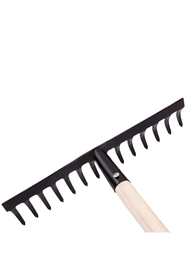 Грабли стальные, 360х1300 мм, 14 прямых зубьев, деревянный черенок, Сибртех