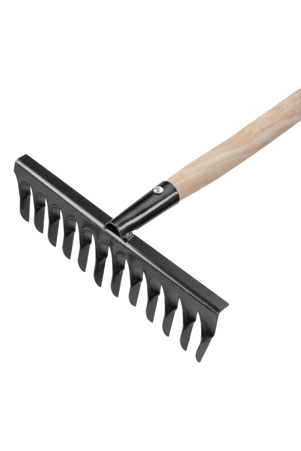 Грабли стальные, 300х1300 мм, 12 витых зубьев, деревянный черенок, Сибртех