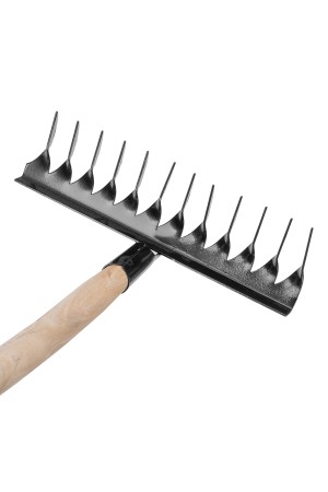 Грабли стальные, 300х1300 мм, 12 витых зубьев, деревянный черенок, Россия, Сибртех