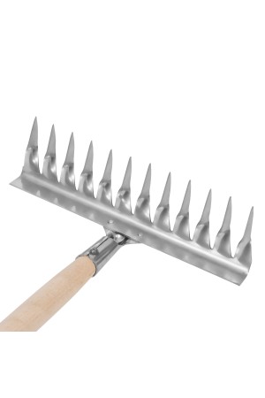 Грабли, нержавеющая сталь, 290 х 1300 мм, 12 витых зубьев, деревянный черенок, Россия, Сибртех