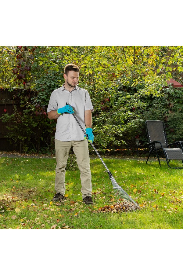 Грабли веерные стальные, 190 - 520 х 1200 - 1500 мм, 15 зубьев, раздвижные, стальной черенок, Palisad