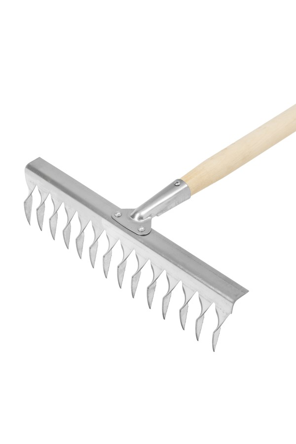 Грабли, нержавеющая сталь, 340 х 1300 мм, 14 витых зубьев, деревянный черенок, Сибртех