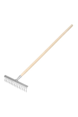 Грабли, нержавеющая сталь, 340 х 1300 мм, 14 витых зубьев, деревянный черенок, Россия, Сибртех