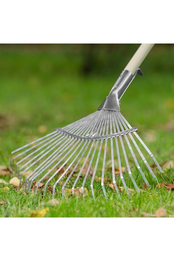 Грабли веерные стальные, 300 - 480 мм, 22 плоских зуба, оцинкованные,раздвижные, без черенка, Palisad