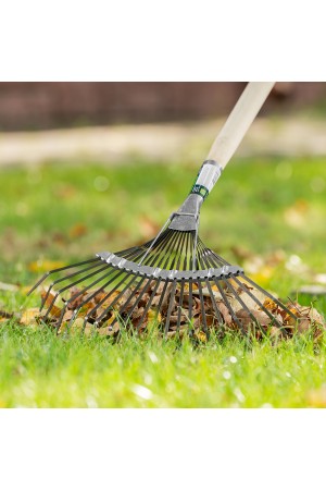 Грабли веерные стальные, 385 мм, 20 плоских зубьев, оксидированные, без черенка, Россия, Сибртех