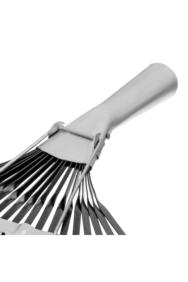 Грабли веерные стальные, 385 мм, 20 плоских зубьев, оксидированные, без черенка, Сибртех