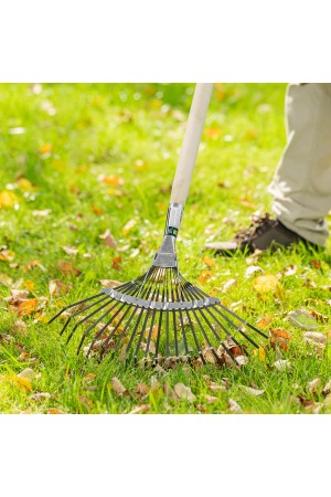 Грабли веерные стальные, 385 мм, 20 плоских зубьев, оксидированные, без черенка, Россия, Сибртех