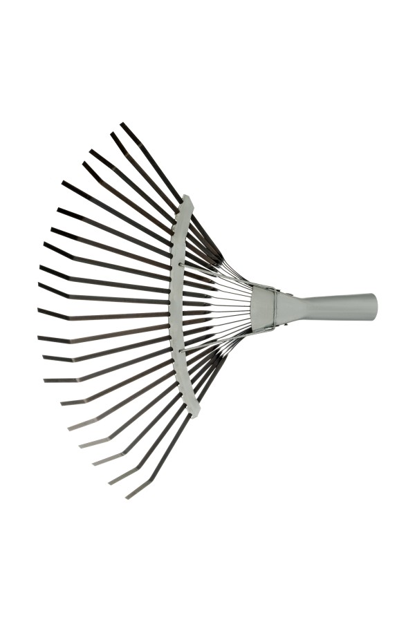 Грабли веерные стальные, 385 мм, 20 плоских зубьев, оксидированные, без черенка, Сибртех