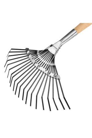 Грабли веерные стальные, 385 х 1450 мм, 20 плоских зубьев, деревянный черенок, Россия, Сибртех