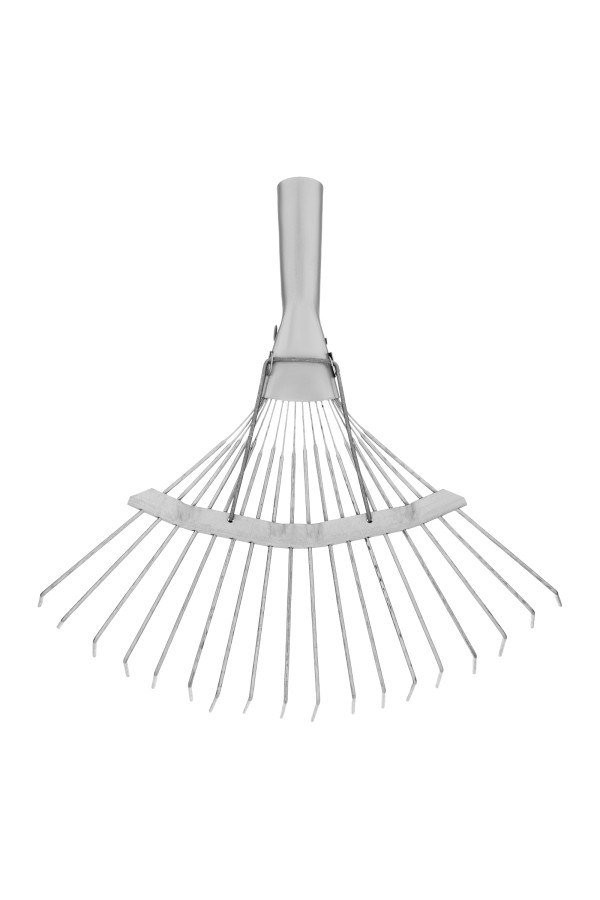 Грабли веерные стальные, 350 мм, 18 круглых зубьев, оцинкованные, без черенка, Сибртех