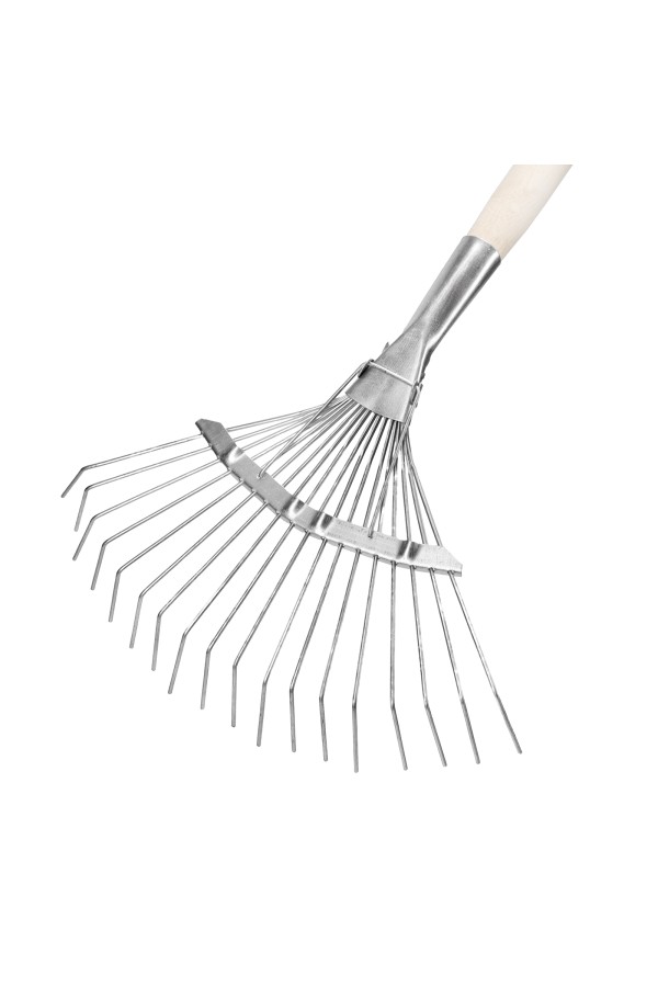 Грабли веерные стальные, 350 х 1450 мм, 18 круглых зубьев, деревянный черенок, Сибртех