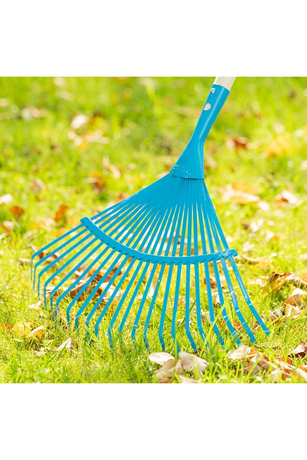 Грабли веерные стальные, 430 х 1550 мм, 22 плоских зуба, лакированный черенок, Luxe, Palisad