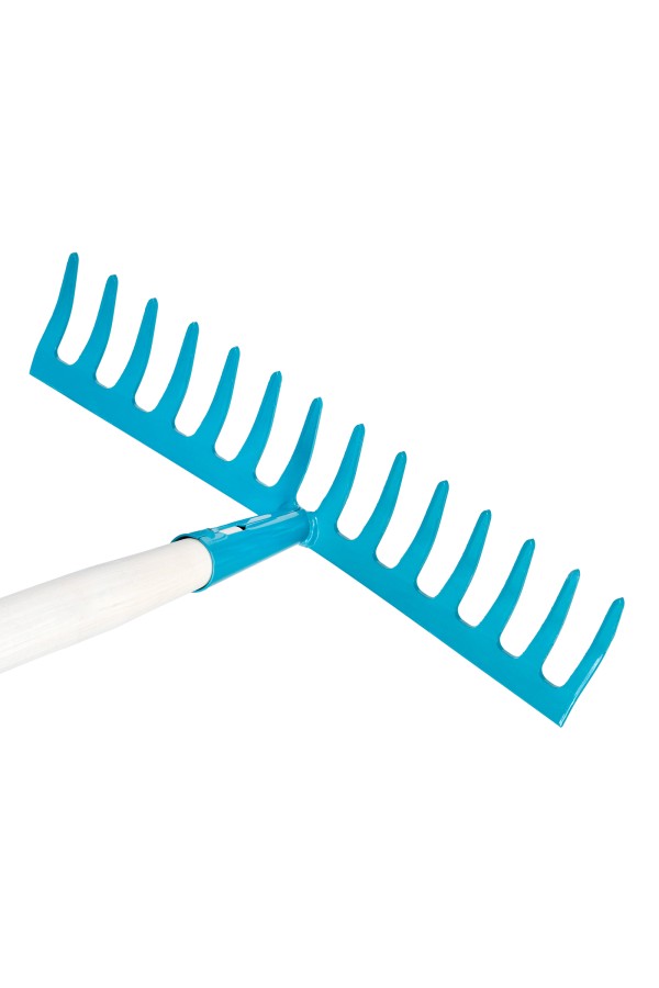 Грабли стальные, 360х1250 мм, 14 прямых зубьев, деревянный лакированный черенок, LUXE Palisad