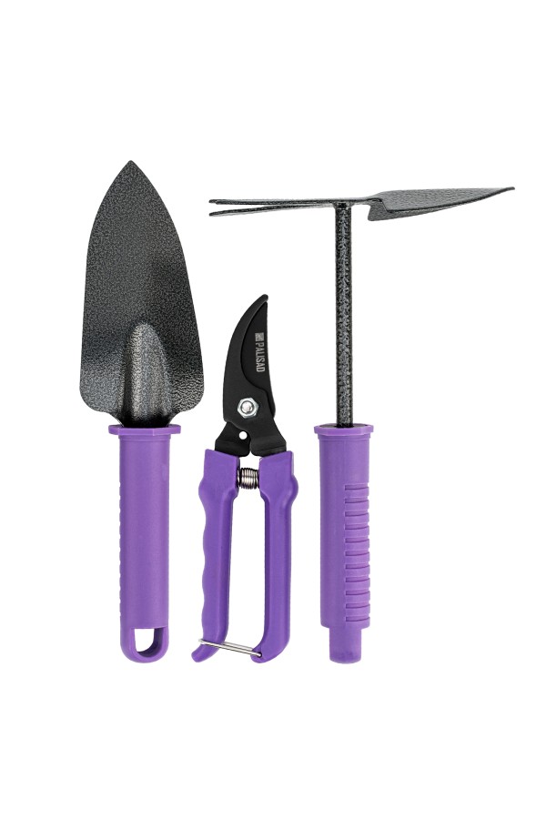 Набор садового инструмента с секатором, пластиковые рукоятки, 3 предмета, Standard, Palisad