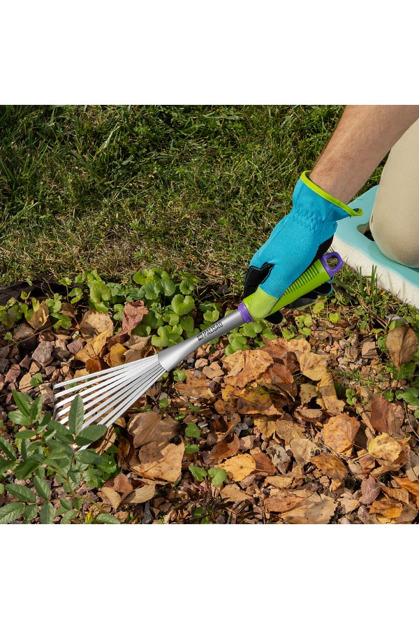 Грабли веерные 9 - зубые, 130 х 420 мм, стальные, пластиковая рукоятка, Connect, Palisad