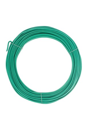 Проволока для подвязки, стальная в ПВХ (зеленый) 25 м, внутр. 1.6 мм / внеш. 3 мм Сибртех
