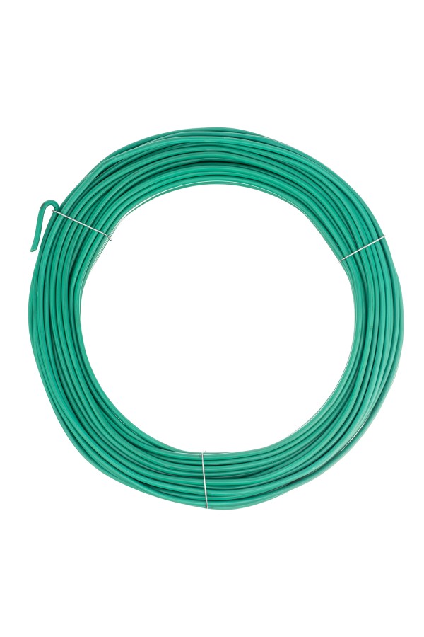 Проволока для подвязки, стальная в ПВХ (зеленый) 25 м, внутр. 1.6 мм / внеш. 3 мм Сибртех