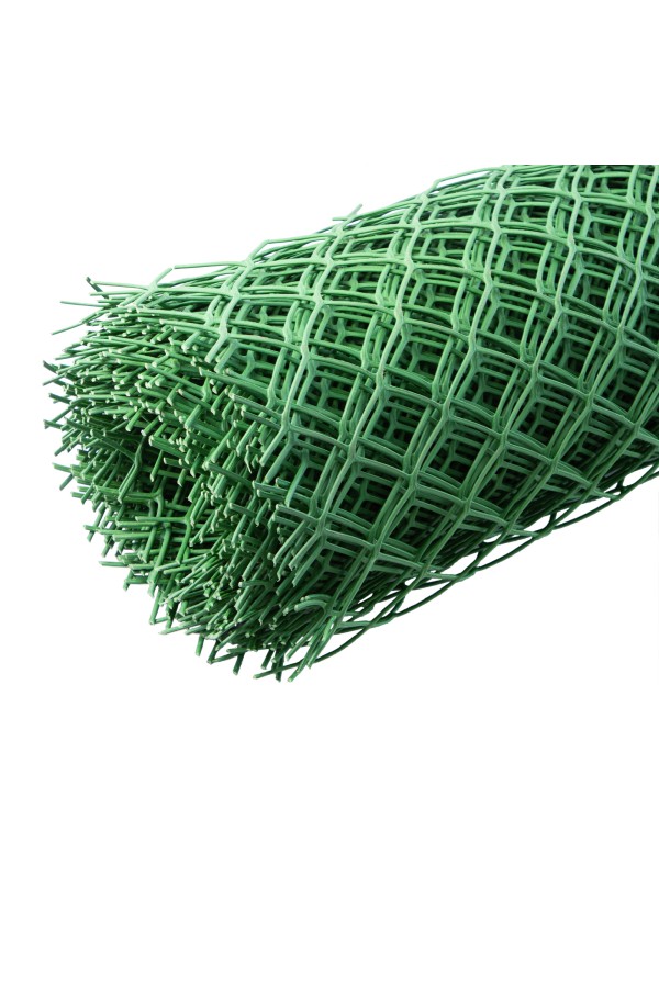 Решетка заборная в рулоне, облегченная, 1.5 х 25 м, ячейка 70 х 70 мм, пластиковая, зеленая,