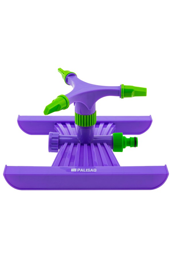 Разбрызгиватель, АБС-пластик, вращающий с тремя лопостями, штуц D 3/4, с подставкой, площадь полива до 180 кв. м, дальность полива 15 м Palisad