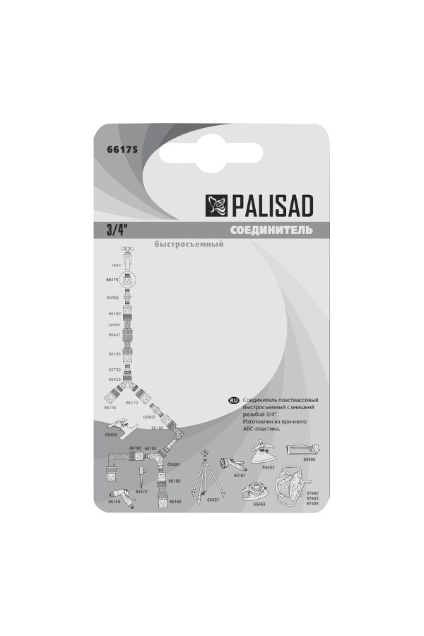 Соединитель пластмассовый, быстросъемный, внешняя резьба 3/4 Palisad