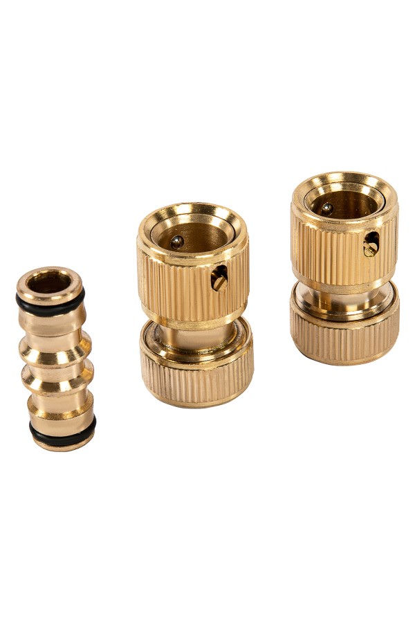 Набор для подключения шланга 1/2, переходник, 2 соединителя, аквастоп, латунный Palisad