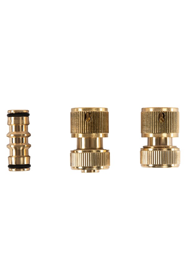 Набор для подключения шланга 1/2, переходник, 2 соединителя, аквастоп, латунный Palisad